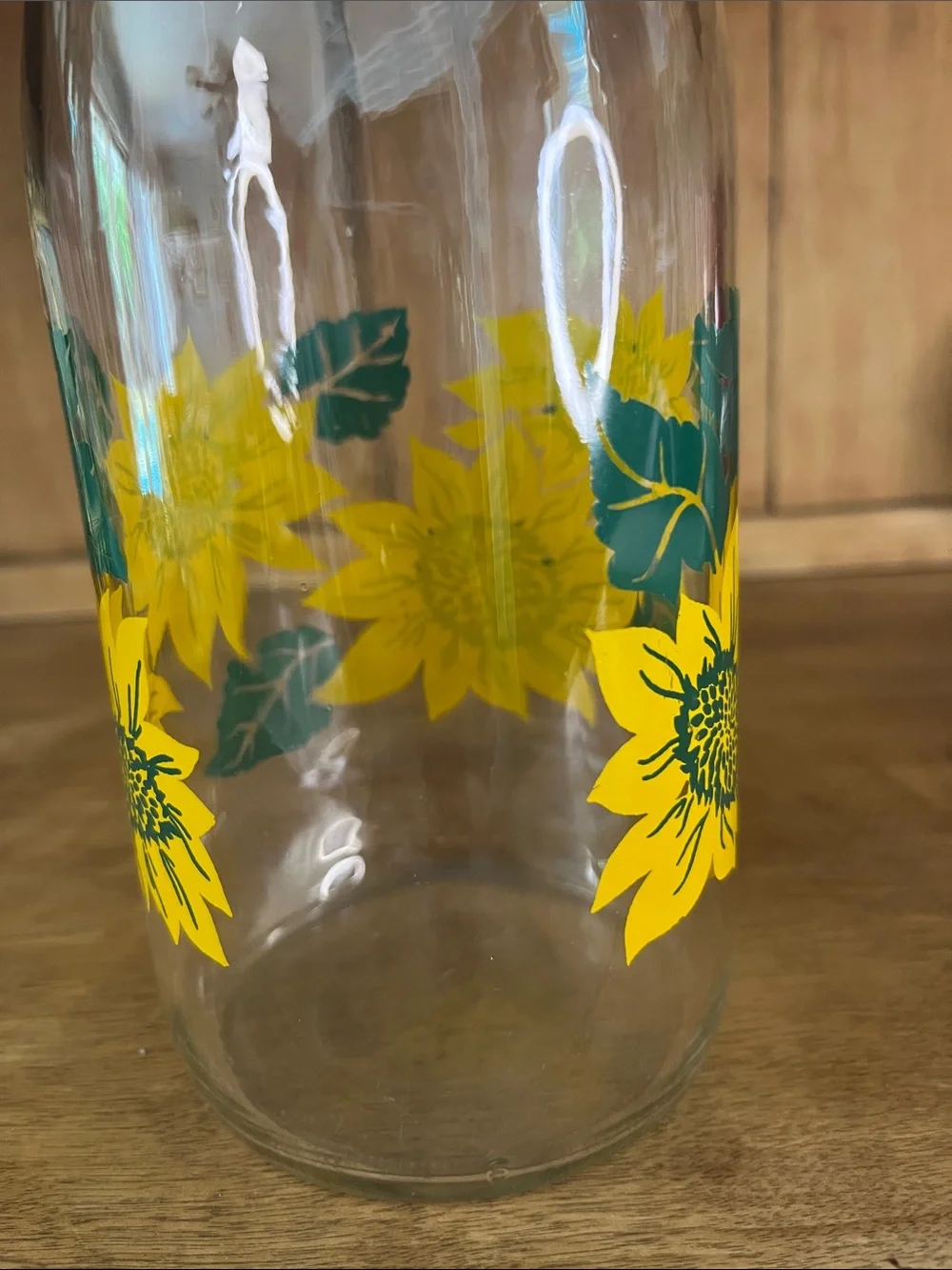 Vintage 1980’s Le Parfait Sunflower Glass Decanter, made in France. No Lid.
